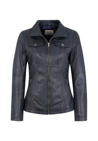 7eleven - Lederjacke Perugia in klassischem Design - navy
