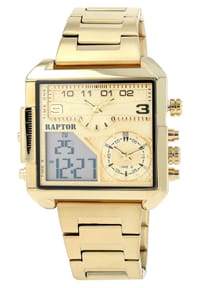 ONE ELEMENT Raptor - Herren Quarz Armbanduhr Domian mit Edelstahlgliederarmband - 3 ATM - Mineralglas - gold