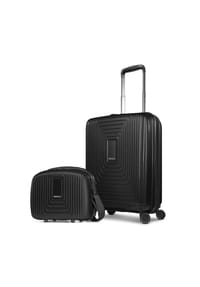 REDOLZ Essentials 14 - Essentials 14 Kofferset 2 tlg. Kabinentrolley mit Dehnfalte & Beautycase - aubergine metallic