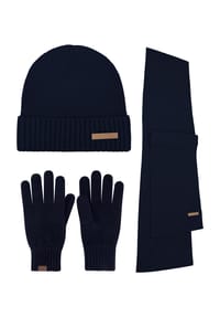 normani® - Winterset aus Merinowolle Mütze, Schal und Handschuhe glatt Yuma - Anthrazit