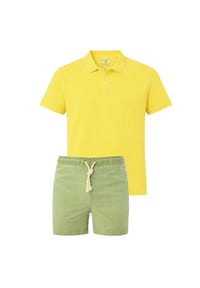 Gassa d'Amante - Badeshorts & Polo-Shirt (2tlg. Set) Costume Venezia mit mediterranem Flair - Grün-Gelb