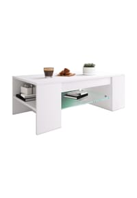 VCM. - Holz Couchtisch mit ESG-Sicherheitsglas | Sofatisch mit ausreichend Stauraum | Maße ca. H. 35 x B. 100 x T. 50 cm | Wohnzimmertisch - Tunas - Weiß