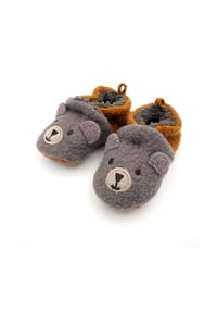 maximo® - Lauflernschuhe Bär Anti-Rutsch-Sohle, Kunstfellfutter, PVC - holzkohle-sudanbrown