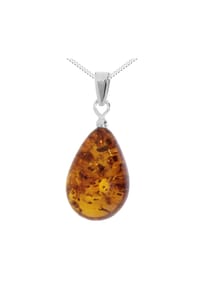 OSTSEE-SCHMUCK® - Kette mit Anhänger , Tropfen ca. 17 mm lang , Silber 925/000 - silber