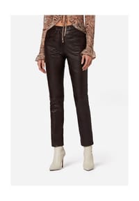 RICANO - Damen Lederhose 9809, High Waist 5-Pocket Optik - Braun
