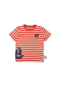 sigikid® - T-Shirt Ahoi Little Pirate ,  für Kinder - Rot gestreift