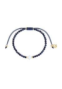 GLANZSTÜCKE MÜNCHEN - Armband Edelstahl gelbgold Textil (blau) Saphir blau - gelbgold