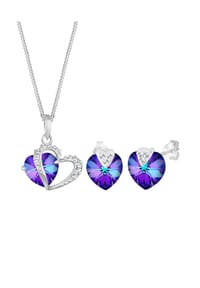 elli. - Schmuckset Herzen Kristalle 925 Silber - Violett