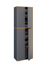 VCM. Holz-Schuhschrank | Maße: B. 60 x H. 183 x T. 33 cm | Allzweckschrank | 9 Fächer | 4 Drehtüren - Salia Breite 60 cm
