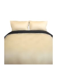 COFI - Einfarbige Wendebettwäsche 100% Baumwolle Satin  Reißverschluss - Beige/Anthrazit 135 x 200 cm