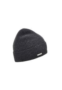 SEEBERGER - Cashmere Beanie mit Aufschlag in Rippen-Muster 18300-2 - 14 RAUCHGRAU