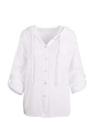 Seasons of April - Bluse Musselin Camila Oversized Musselinbluse aus 100% Baumwolle: Halbarm & mit Kapuze - creme