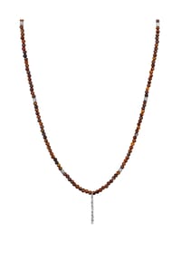 KUZZOÍ - Halskette Tigerauge Barren Bead 925 Silber - Gold