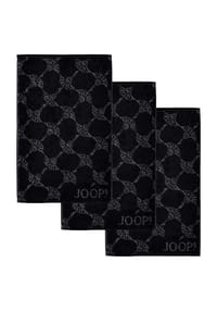 JOOP! - Gästetuch Classic Frottierkollektion, 3er Pack - 30x50 cm, Walkfrottier - Anthrazit