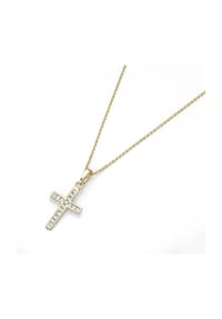 Luigi Merano® - Kette Anhänger Kreuz mit Zirkonia in Gold 375 - gold