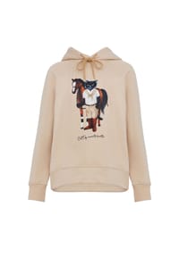 CAT by manii'ta lacitta - Beiger Kapuzenpullover mit Katzenmotiv - beige