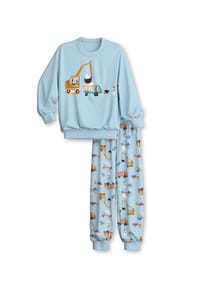 CALIDA - Kinder Bündchen-Pyjama aus reiner Bio-Baumwolle Toddlers Worker - cascade blue