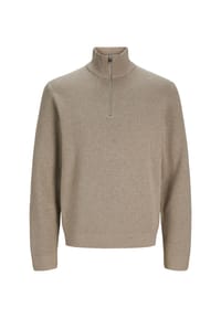 JACK & JONES - Pullover Milano Strickpullover Troyer - braun meliert
