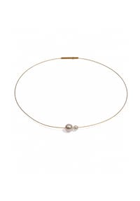 DI PERLE® DI PERLE Schmuckkollektion - Süßwasser Zuchtperlen Halskette Collier aus Edelstahl vergoldet, 42 cm, 1-fach, 2 Perlen - weiß