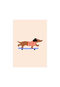  POSTER & FRAME® - Poster  Maren Gross - Dachshund on Skateboard - 30 x 40 cm