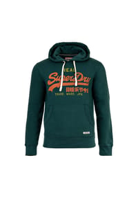 Superdry. - Herren Hoodie - Vl Classic Hood, Logo, Baumwoll-Mix, einfarbig - Blau