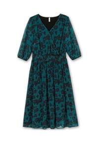 sheego - Chiffonkleid - tiefgrün-gemustert