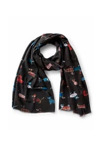 collezione alessandro® - Schal Bodo warmer Winterschal mit Dackel-Print - dunkelbraun