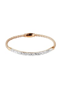 Adelia's Bold Style - Armband – Lederarmband aus Leder mit Strass Steinchen 19 cm - silber