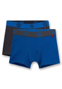 Sanetta - Jungen Shorts, 2er Pack - Pants, Unterhosen, Baumwoll-Stretch, Fußball - Blau/Grau