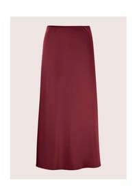 MADELEINE - Satin-Midirock in leichter A-Linie - mauve / rot