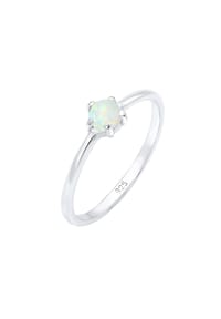 elli. - Ring Basic Trend Bandring Synthetischer Opal 925 Silber - Gold