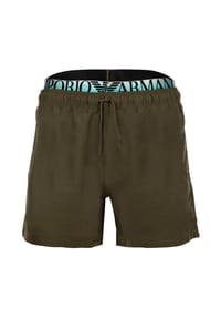 EMPORIO ARMANI - Herren Badeshorts - LOGOBAND, Boxer, Beachwear, Logo-Bund, einfarbig - Blau