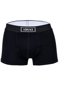 VERSACE - Herren Boxershorts - CANETE, Short Trunks, Stretch Cotton, Logo, einfarbig - Schwarz