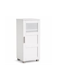VCM. - Midischrank – schmaler Badschrank mit 3 Fächern, 70 x 38 x 28 cm, kompakte Aufbewahrung für Badezimmer, Badmöbel mit Drehtüren, Nilari M - Weiß