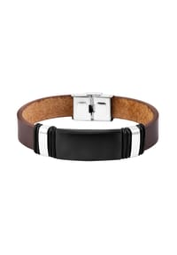 Adelia's - Herren Edelstahl Armband Lederarmband Gravurplatte 21 cm schwarz - schwarz