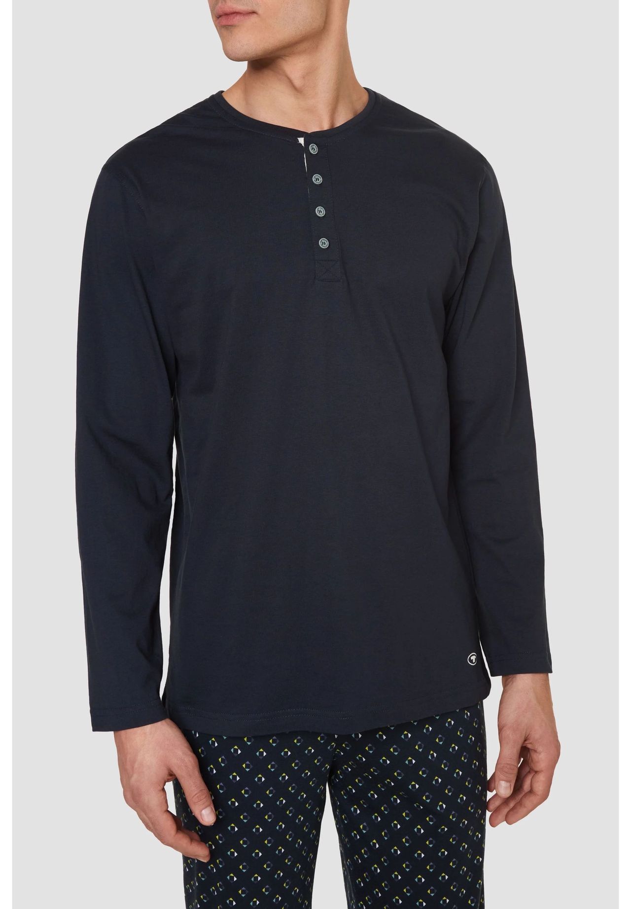 Tom Tailor Mix It Up! Loungewear-Oberteil, Henley-Ausschnitt, Baumwolle, FüR Herren, Blau, 48