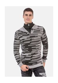 CIPO & BAXX® - Pullover mit Schnallenverschluss, CP245 - GREY-ANTHRACITE