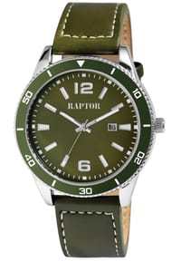 ONE ELEMENT Raptor - Herren Quarz Armbanduhr Simon mit Lederarmband - 3 ATM - Mineralglas - grün