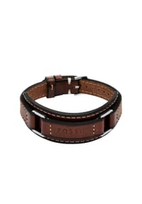 FOSSIL MACHINE - Fossil Herrenarmband Machine Edelstahl Leder gepolstert braun, JF04941040 - Braun