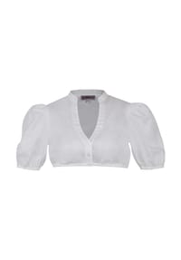 MarJo - Dirndlbluse "Zell", Split-Neck, Puffärmel, für Damen - 100 WEISS