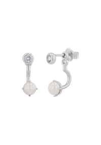 NOELANI - Ohrstecker für Damen, 925 Sterling Silber, Zirkonia synth., Süßwasserzuchtperle - Silber