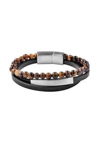 Adelia's Bold Style - Armband – Lederarmband aus Leder mit Tigerauge 19 cm - schwarz