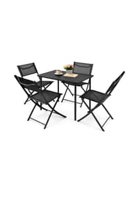 VCM. - 5-tlg Gartenmöbel Set | Sitzgruppe Essgruppe | 1xTisch, 4x Klappstühle | Tisch Maße ca. H. 72 x B. 80 x T. 55 cm | Garten Set – Sumila 80x55 - Rot