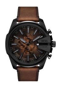 DIESEL® MEGA CHIEF SLIM - Diesel Herren-Armbanduhr Mega Chief Slim Chronograph, braunes Leder, DZ4692 - Schwarz