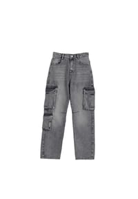 Solang - Hose mit Cargo-Details - Grau schwarz