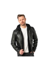 Mauritius LEATHERWEAR - Herren Lederjacke Kapuze Lammnappa dunkel anthrazit - dark anthracite