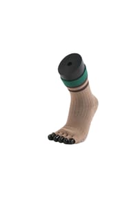 MUNADUNA - Yoga-/Pilates-Zehensocken mit offenen Zehen – Anti-Rutsch Streifen-Design Zehensocken,Elastisch,Stabilisierend - Braun