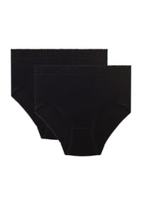 SYLVIA SPEIDEL. - Maxislip "Soraya", Spitzen-Bund, 2er-Pack, für Damen - 100 WEISS