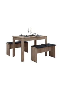 VCM. - Essgruppe | Küchentisch Set |Tischgruppe | Maße Tisch ca. H. 75 x B. 110 x T. 70 cm | Mit zwei Sitzbänke | Esstisch Set - Esal XL - Sonoma-Eiche