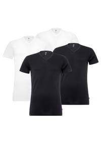 Levi's® - Herren T-Shirts, 4er Pack - V-Ausscnitt, Kurzarm, einfarbig - Schwarz
